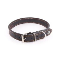 Martin Sellier Collier Cuir Noir Orange T35