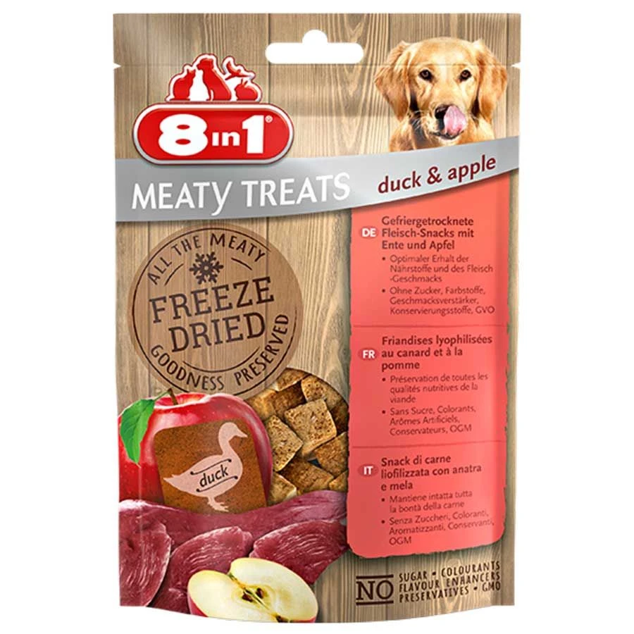 8in1 Freeze Dried Meaty Treats Au Canard Et Aux Pommes Pour Chien 50 G 1 8in1 Freeze Dried Meaty Treats Au Canard Et Aux Pommes Pour Chien 50 G