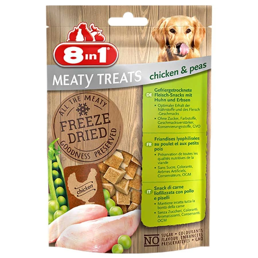 8in1 Freeze Dried Meaty Treats Au Poulet Et Aux Petits Pois Pour Chien 50 G 1 8in1 Freeze Dried Meaty Treats Au Poulet Et Aux Petits Pois Pour Chien 50 G