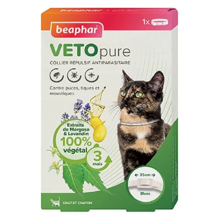 Beaphar VETOpure Chat Collier Répulsif Antiparasitaire Blanc 1 Beaphar VETOpure Chat Collier Répulsif Antiparasitaire Blanc