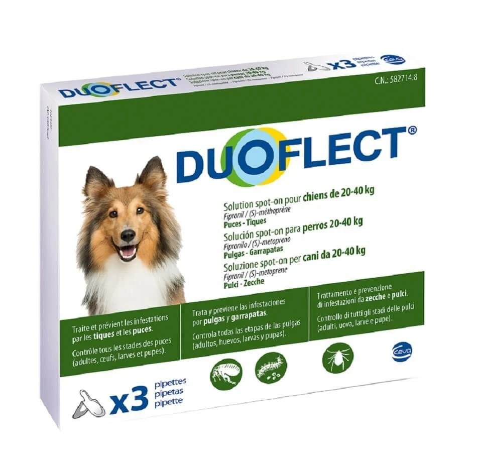 Duoflect Chiens 20-40 Kg 3 Pipettes - 6 Mois