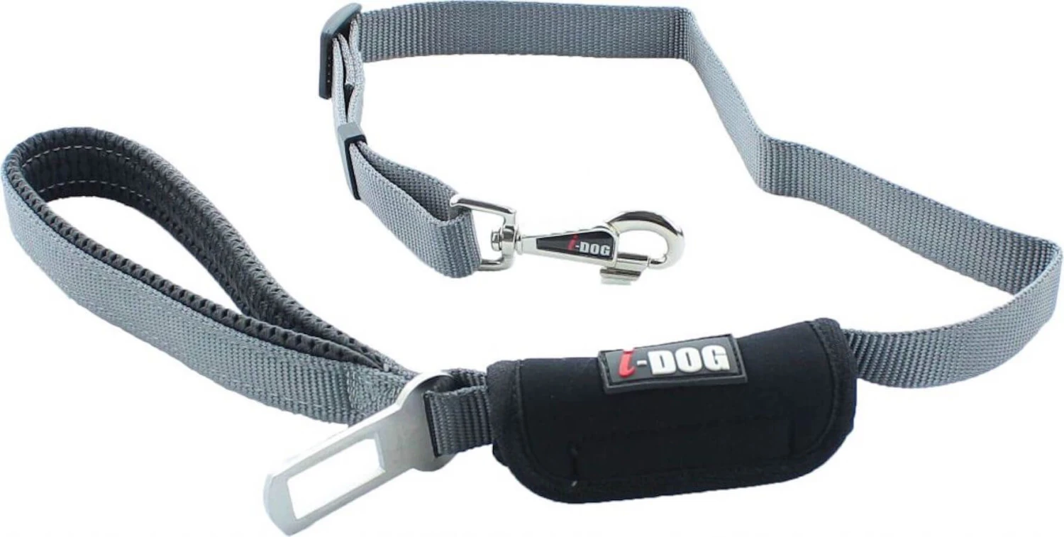 I-DOG Laisse Security Car Noir/Gris 100 Cm