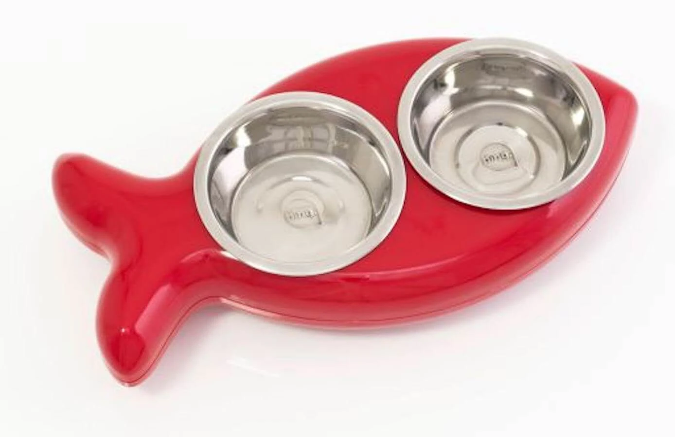 Gamelles Doubles Poisson Pour Chat Rouge